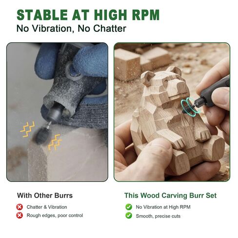7PCS Wood Carving Burr Set- Rotary Burr Bits for Wood, Woodworking Engraving Kit with Tungsten Carbide Diamond & HSS Rotary Tool Bits, 1/8" Shank - Fit Dremel & Similar Tools in Kuwait