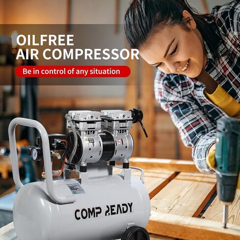 6 Gallon Portable Air Compressor 1HP 2.5 CFM@90PSI 60dB Ultra Quiet Oil Free Air Compressor Ideal for Tire Inflation Pneumatic Tool Spray Painting in Kuwait