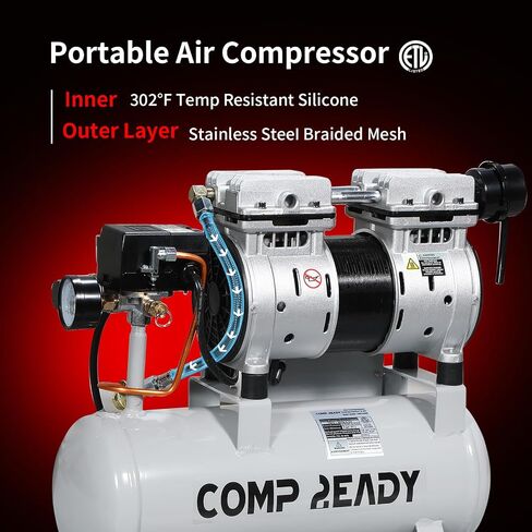 6 Gallon Portable Air Compressor 1HP 2.5 CFM@90PSI 60dB Ultra Quiet Oil Free Air Compressor Ideal for Tire Inflation Pneumatic Tool Spray Painting in Kuwait