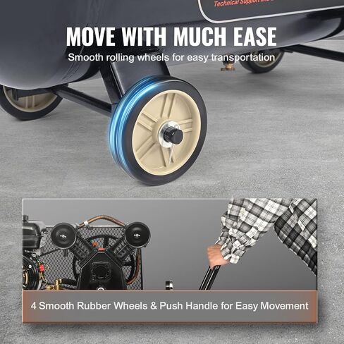 VEVOR 7HP Gas Powered Air Compressor, 21 Gallon Horizontal Air Compressor Tank with Wheels, 9CFM@115PSI Gas Driven Piston Pump Air Compressed System for Workshop Tire Inflation, Spraying, Nailing in Kuwait