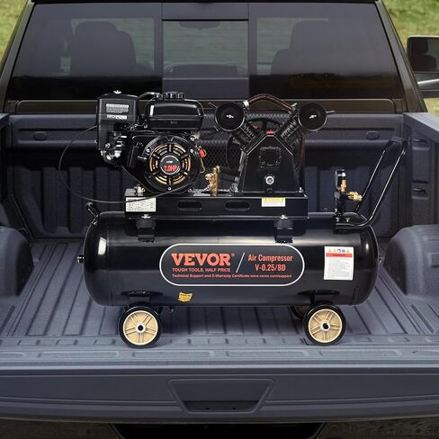 VEVOR 7HP Gas Powered Air Compressor, 21 Gallon Horizontal Air Compressor Tank with Wheels, 9CFM@115PSI Gas Driven Piston Pump Air Compressed System for Workshop Tire Inflation, Spraying, Nailing in Kuwait