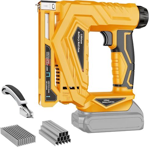 18GA Brad Nailer Compatible with DeWalt 20V Battery,2-in-1 Cordless Nail Gun&Staple Gun,Includes 1600 Pcs Nails&Staples,Single&Contact Firing Mode,Electric Nailer for Woodworking and DIY(NO Battery) in Kuwait