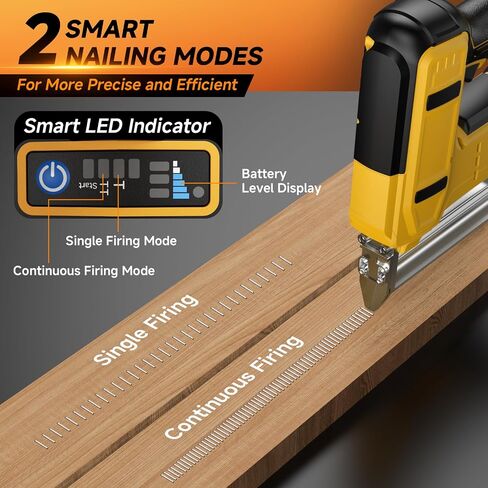 2-in-1 Cordless 18GA Nail Gun & Staple Gun Compatible with Dewalt 20V Max Battery (No Battery), Brad Nailer & Stapler Battery Powered with 1200 Nails/Staples for DIY, Woodworking (Yellow) in Kuwait