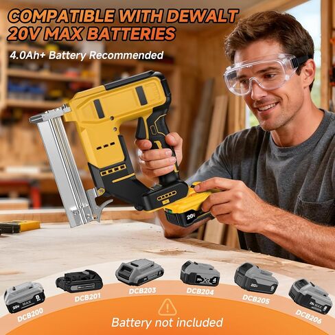 2-in-1 Cordless 18GA Nail Gun & Staple Gun Compatible with Dewalt 20V Max Battery (No Battery), Brad Nailer & Stapler Battery Powered with 1200 Nails/Staples for DIY, Woodworking (Yellow) in Kuwait