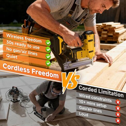 2-in-1 Cordless 18GA Nail Gun & Staple Gun Compatible with Dewalt 20V Max Battery (No Battery), Brad Nailer & Stapler Battery Powered with 1200 Nails/Staples for DIY, Woodworking (Yellow) in Kuwait