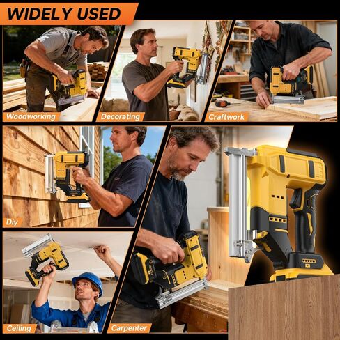 2-in-1 Cordless 18GA Nail Gun & Staple Gun Compatible with Dewalt 20V Max Battery (No Battery), Brad Nailer & Stapler Battery Powered with 1200 Nails/Staples for DIY, Woodworking (Yellow) in Kuwait