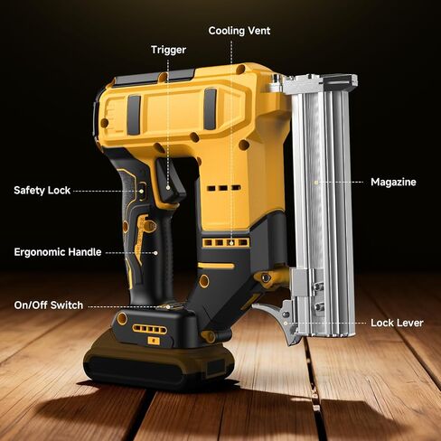 2-in-1 Cordless 18GA Nail Gun & Staple Gun Compatible with Dewalt 20V Max Battery (No Battery), Brad Nailer & Stapler Battery Powered with 1200 Nails/Staples for DIY, Woodworking (Yellow) in Kuwait