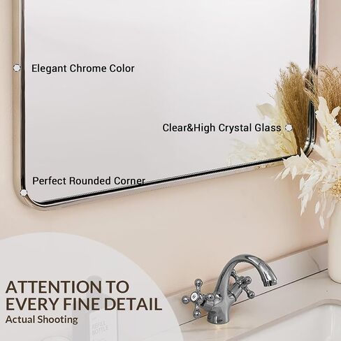 ANDY STAR 36x30'' Brushed Brass Arched Mirror, Modern Arched Mantel Rectangular Mirror Rounded Corner for Fireplace, Bathroom, Powder Room in 1 inch Anti-Rust SUS304 Tube Metal Frame Wall Mounted in Saudi Arabia