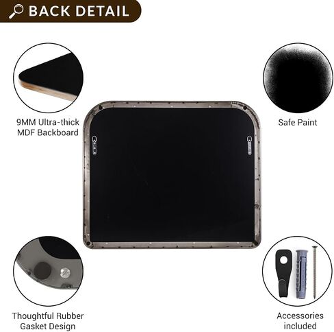 ANDY STAR 36x30'' Brushed Brass Arched Mirror, Modern Arched Mantel Rectangular Mirror Rounded Corner for Fireplace, Bathroom, Powder Room in 1 inch Anti-Rust SUS304 Tube Metal Frame Wall Mounted in Saudi Arabia