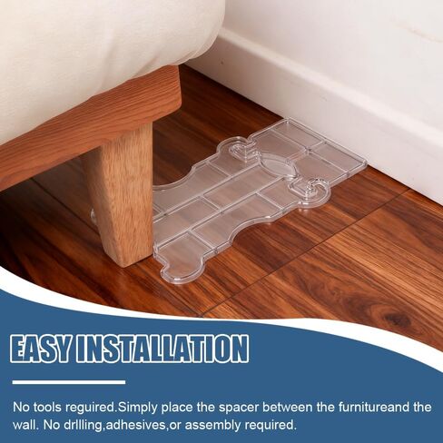 2026 New Upgraded Adjustable 2Pack Couch Spacers & Furniture Protectors，Stoppers to Prevent Sliding，Wall Spacers, Clear Under Couches Blocker for Protects Walls，Headboard Protector in Kuwait
