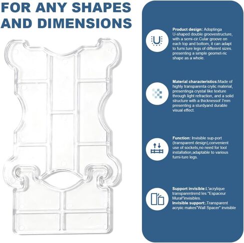 2026 New Upgraded Adjustable 2Pack Couch Spacers & Furniture Protectors，Stoppers to Prevent Sliding，Wall Spacers, Clear Under Couches Blocker for Protects Walls，Headboard Protector in Kuwait