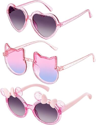 3 Pairs Kids Sunglasses Lovely Cute Girls Toddlers Glasse for Party Birthday Outdoor Beach Eyewear in Saudi Arabia