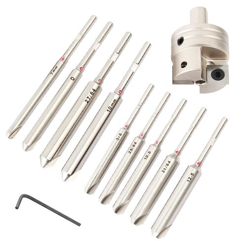 O'SKOOL Pen Barrel Trimmer Kit with No-Sharpening Carbide Cutting Head and 9 Pilot Shafts, 7mm, “O", 27/64", 10mm, 3/8", 25/64", 10.5mm, 31/64", 12.5mm Pen Mill Shafts for Woodturning Pen Blanks in Kuwait