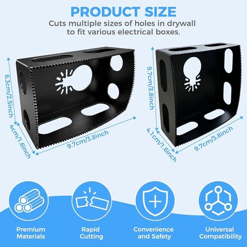 Upgrade 2-Pack Drywall Outlet Cutter, Square Slot Cutter for Single Gang Box, Hardened Steel Cutout Tool for Oscillating Multi-Tool, One-Step Hole Saw Compatible with Dewalt 20V & Milwaukee M18 in Kuwait