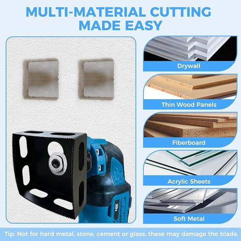 Upgrade 2-Pack Drywall Outlet Cutter, Square Slot Cutter for Single Gang Box, Hardened Steel Cutout Tool for Oscillating Multi-Tool, One-Step Hole Saw Compatible with Dewalt 20V & Milwaukee M18 in Kuwait