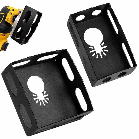 Square Slot Cutter, Upgrade Stainless Steel Drywall Outlet Cutter Compatible with Dewalt 20V & Milwaukee Oscillating Multi-Tools, One Step in Place Electrical Box Cutter for Drywall Sheetrock (2Pcs) in Kuwait