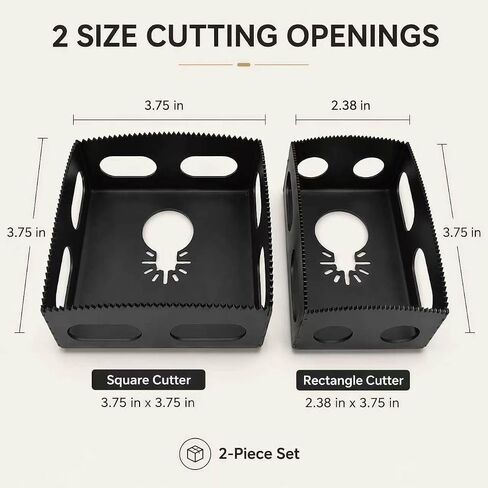 Square Slot Cutter, Upgrade Stainless Steel Drywall Outlet Cutter Compatible with Dewalt 20V & Milwaukee Oscillating Multi-Tools, One Step in Place Electrical Box Cutter for Drywall Sheetrock (2Pcs) in Kuwait
