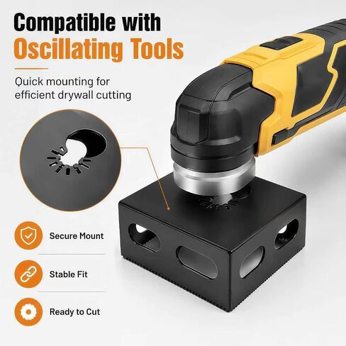 Square Slot Cutter, Upgrade Stainless Steel Drywall Outlet Cutter Compatible with Dewalt 20V & Milwaukee Oscillating Multi-Tools, One Step in Place Electrical Box Cutter for Drywall Sheetrock (2Pcs) in Kuwait