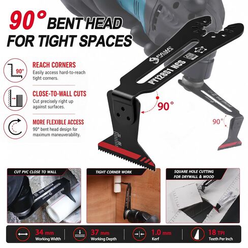 Universal HCS 1-11/32" 90° Reach Oscillating Saw Blades [Patented Design],Power Oscillating Tool Blades,Multitool Blades for Narrow or Corner Cutting (1-Pack) in Kuwait