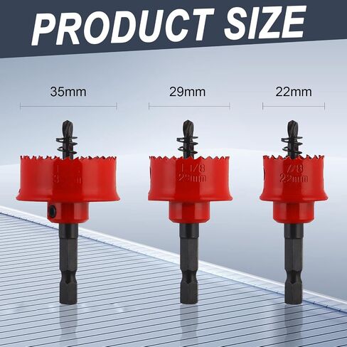 4PCS Bi-Metal Impact Hole Saw Kit for Wood, Drywall, PVC and Thin Metal | Includes 3 Saw Blades(7/8", 1-1/8", 1-3/8") & 1 Double Ended Screwdriver Bit, Easy Chip Removal, Smooth, Fast & Clean Cut in Kuwait