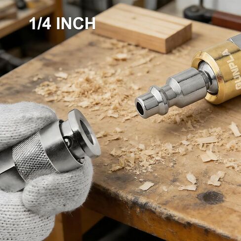 6-Piece 1/4" Swivel Air Plugs, Featuring 360° Swivel Function and Premium Gold Finish on Steel, 1/4-Inch NPT Male Threads (18 TPI) Air Hose Fittings in Kuwait