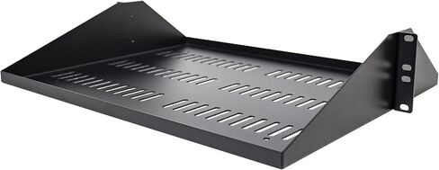StarTech.com 2U Server Rack Shelf, Center Mounted Universal Vented Rackmount Cantilever Tray for 19" Network Equipment Rack, Heavy Duty Steel, 200lb Capacity, 14" Deep, Black (SHELF-2U-14-CENTER-V) in Saudi Arabia
