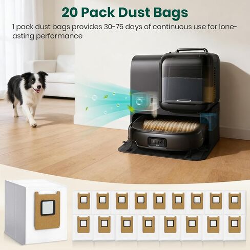 20 Pack C28 Vacuum Bags for Eufy Omni E28, E25, and E20 Series Robot Vacuum, Large Capacity Disposable Replacement Dust Bags for eufy, Up to 60 Days Hands Free Cleaning in Kuwait