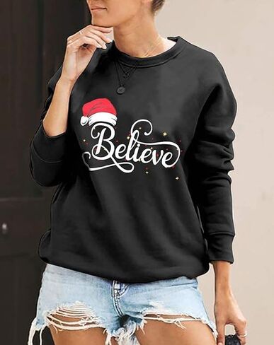 KIMSOONG بلوزات عيد الميلاد للنساء مرح ومشرق سانتا طباعة عيد الميلاد البلوز Crewneck البلوز القمصان in Kuwait