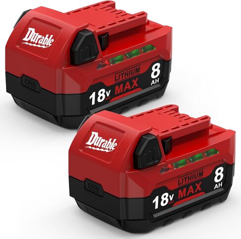Upgraded 8.0Ah Replacement for Milwaukee M18 Battery: Compatible with Milwaukee 18 Volt Batteries 48-11-1850 48-11-1852 Cordless Power Tools & Chargers (2Pack) in Kuwait