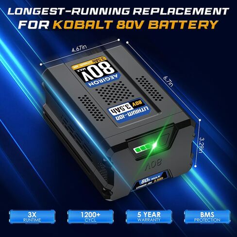 Replacement for Kobalt 80V Battery 3.5Ah, Compatible with All Kobalt 80 Volt Lithium-lon Battery Power Tools, Replace for 80V KB2580-06 KB680-06 KB580-06 KB280-06 Battery in Kuwait