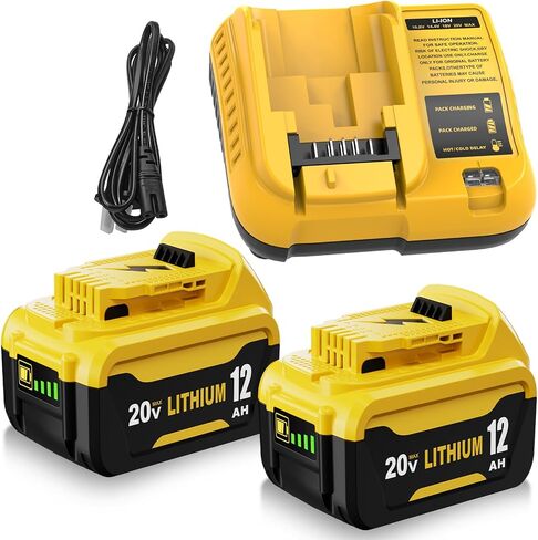 4 Pack 12000mAh High Capacity Replacement for Dewalt 20V Battery Compatible with Dewalt 20 Volt Lithium Battery Max DCB200 DCB201 DCB203 DCB204 DCB206 DCB207 DCB181 DCB180 Series Tools in Kuwait