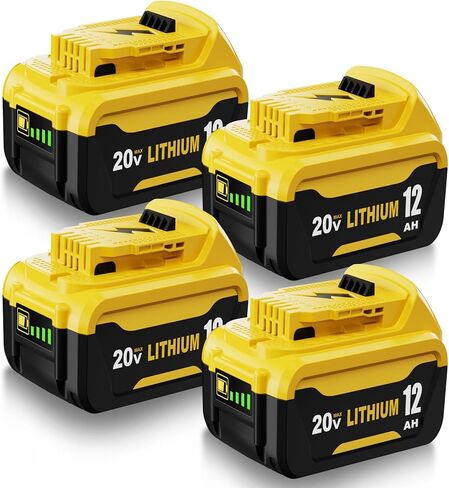 4 Pack 12000mAh High Capacity Replacement for Dewalt 20V Battery Compatible with Dewalt 20 Volt Lithium Battery Max DCB200 DCB201 DCB203 DCB204 DCB206 DCB207 DCB181 DCB180 Series Tools in Saudi Arabia