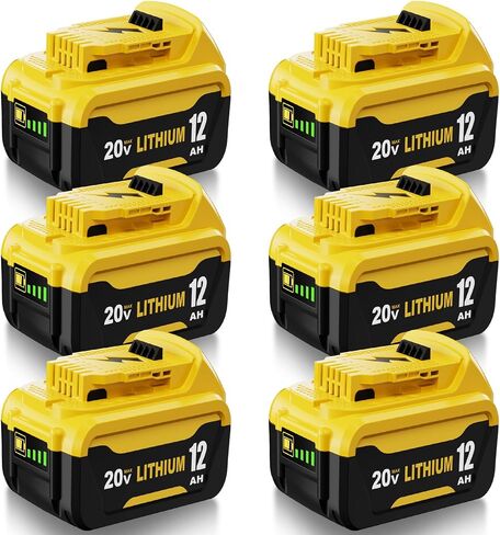 4 Pack 12000mAh High Capacity Replacement for Dewalt 20V Battery Compatible with Dewalt 20 Volt Lithium Battery Max DCB200 DCB201 DCB203 DCB204 DCB206 DCB207 DCB181 DCB180 Series Tools in Saudi Arabia