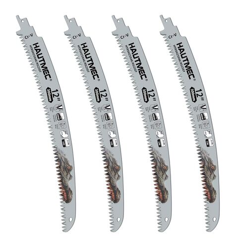 HAUTMEC 15" Japanese Teeth Reciprocating Saw Blade 4 Pack, Arc Edge Wood Pruning Saw Blades, 6TPI Heavy-Duty CRV Reciprocating Saw Blade for Tree Branches, Logs, PVC Cutting (HTRSH25045) in Kuwait