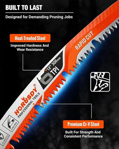 12 Inch Reciprocating Saw Blades, 5 Pack, 6TPI Japanese Teeth Arc Edge CR-V Steel Pruning Saw Blades for Tree Trimming and Wood Cutting, with Storage Case in Kuwait