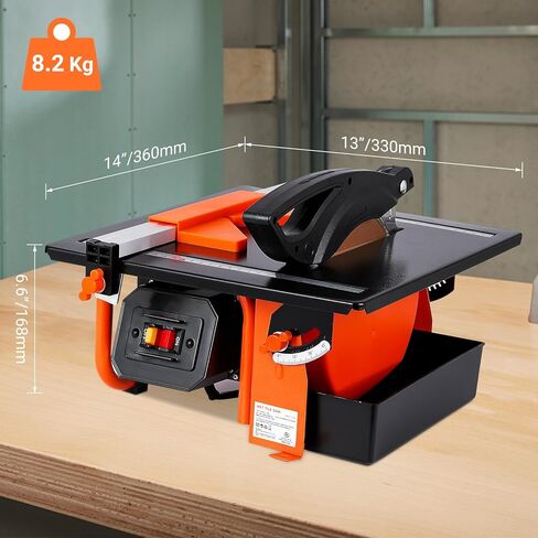 7 inch Wet Tile Saw, 3450 RPM, Bevel cuts tile from 0 to 45 Degrees, PeakPursuit Tile Cutter Wet Saw with Water Reservoir for Cutting Tiles and Stones, for DIY Enthusiasts in Kuwait