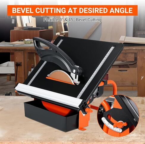 7 inch Wet Tile Saw, 3450 RPM, Bevel cuts tile from 0 to 45 Degrees, PeakPursuit Tile Cutter Wet Saw with Water Reservoir for Cutting Tiles and Stones, for DIY Enthusiasts in Kuwait