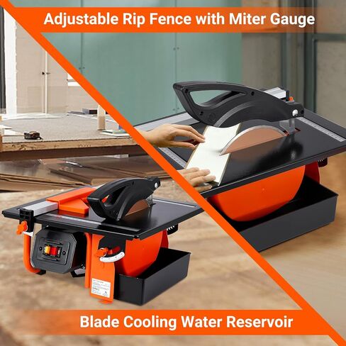 7 inch Wet Tile Saw, 3450 RPM, Bevel cuts tile from 0 to 45 Degrees, PeakPursuit Tile Cutter Wet Saw with Water Reservoir for Cutting Tiles and Stones, for DIY Enthusiasts in Kuwait