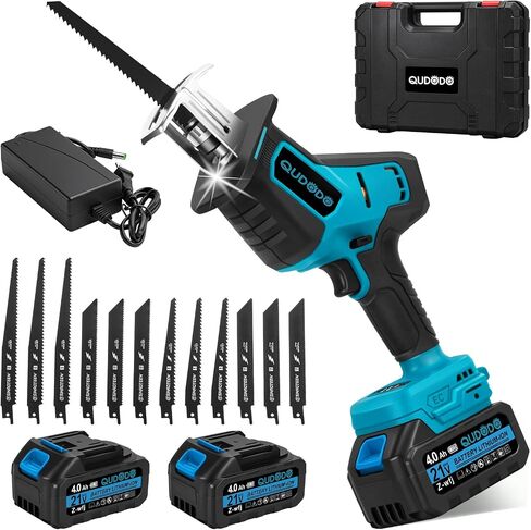 Reciprocating Saws, 3500RPM Brushless Motor Electric Saws Comes, 2x4.0Ah Battery and Fast Charger Cordless sawzall, Tool‑Free Blade Change with LED Light, 12 Saws for Cutting Wood Metal in Kuwait