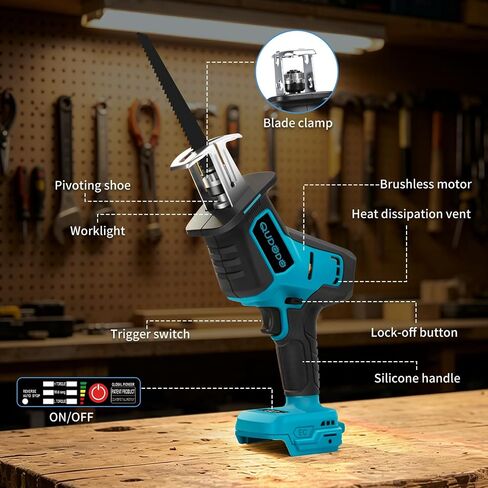 Reciprocating Saws, 3500RPM Brushless Motor Electric Saws Comes, 2x4.0Ah Battery and Fast Charger Cordless sawzall, Tool‑Free Blade Change with LED Light, 12 Saws for Cutting Wood Metal in Kuwait