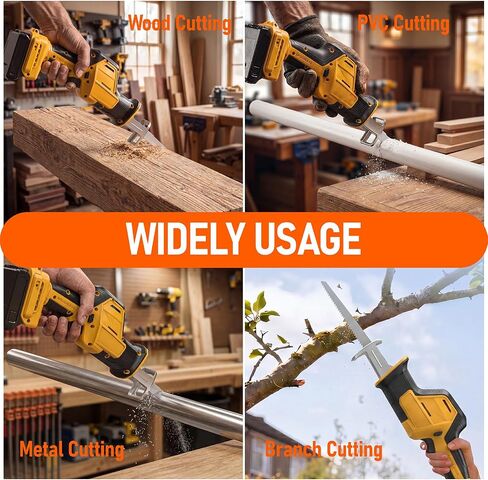 Cordless Reciprocating Saw Compatible with Dewalt 20V Battery(NO Battery) | Cordless Sawzall with 3500 SPM, Brushless Motor, 4 Blades, LED Light for Wood Metal PVC in Kuwait