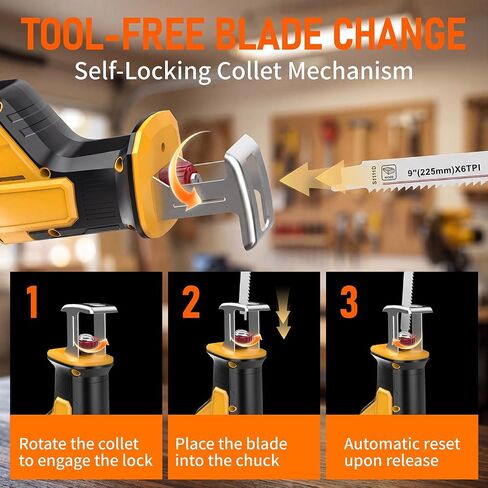 Cordless Reciprocating Saw Compatible with Dewalt 20V Battery(NO Battery) | Cordless Sawzall with 3500 SPM, Brushless Motor, 4 Blades, LED Light for Wood Metal PVC in Kuwait