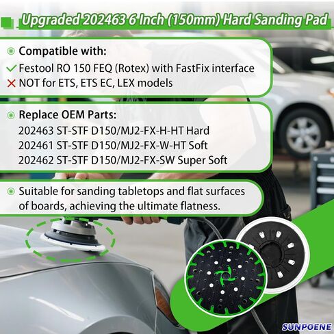 Upgraded for Festool Rotex RO 150 FEQ 6 Inch(150mm) Sanding Pad 202461 Soft | 202461 Soft Sander Pad, ST-STF-D150/MJ2-FX-W-HT Sander Backing Pad, Replacement FastFix Disc, Heat Resistant Hook & Loop in Kuwait