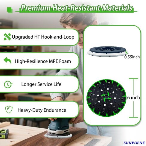 Upgraded for Festool Rotex RO 150 FEQ 6 Inch(150mm) Sanding Pad 202461 Soft | 202461 Soft Sander Pad, ST-STF-D150/MJ2-FX-W-HT Sander Backing Pad, Replacement FastFix Disc, Heat Resistant Hook & Loop in Kuwait