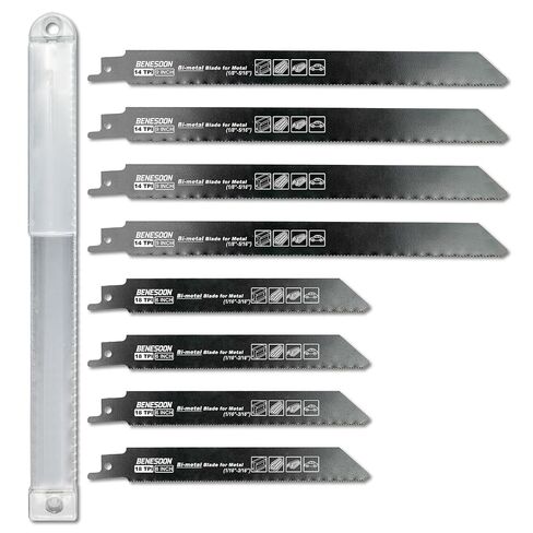 8-Piece Reciprocating Saw Blades Set for Auto Dismantling & Piping | Bi-Metal, 6 & 9 inch, 14 & 18 TPI, for Metal Cutting, with Storage Case in Kuwait