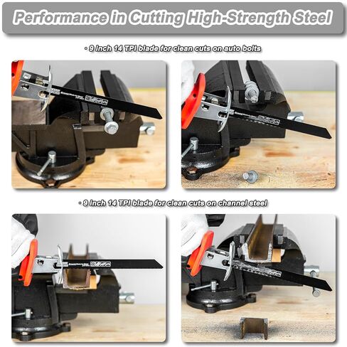 8-Piece Reciprocating Saw Blades Set for Auto Dismantling & Piping | Bi-Metal, 6 & 9 inch, 14 & 18 TPI, for Metal Cutting, with Storage Case in Kuwait