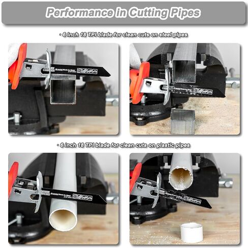 8-Piece Reciprocating Saw Blades Set for Auto Dismantling & Piping | Bi-Metal, 6 & 9 inch, 14 & 18 TPI, for Metal Cutting, with Storage Case in Kuwait