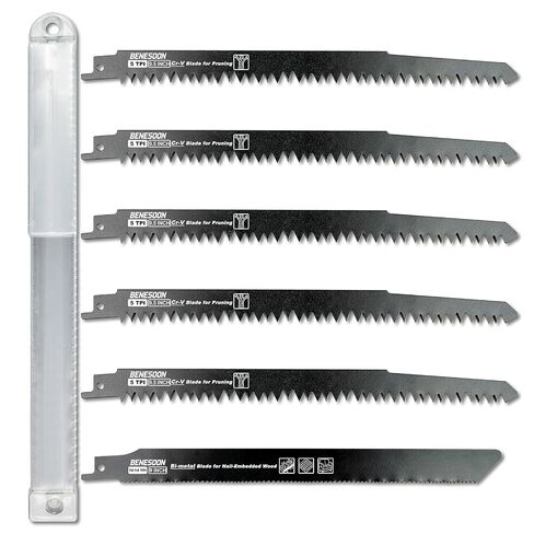 6-Piece Reciprocating Saw Blades Set for Garden Tree Pruning | 9.5 inch 5 TPI Cr-V Blade for Branches, 9 inch 10/14 TPI Bi-Metal Blade for Nails Wood & Metal, with Storage Case in Kuwait
