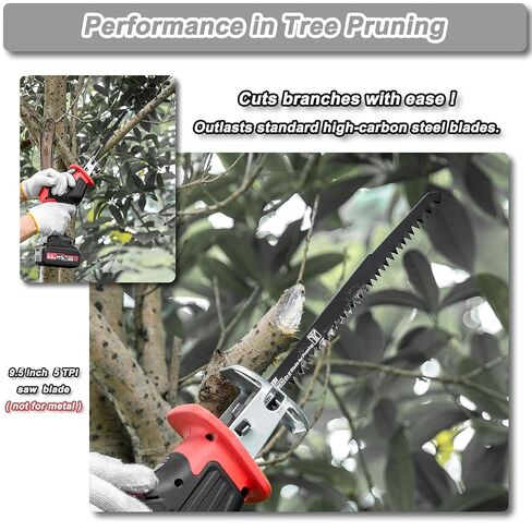 6-Piece Reciprocating Saw Blades Set for Garden Tree Pruning | 9.5 inch 5 TPI Cr-V Blade for Branches, 9 inch 10/14 TPI Bi-Metal Blade for Nails Wood & Metal, with Storage Case in Kuwait