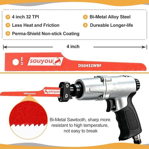25 Pack P4FS-20 32 TPI Air Reciprocating Saw Blades, 1/2" Shank Air Saw Blades for Metal, PVC, Pallet, Auto Parts, Resin & Plastic Cutting in Kuwait